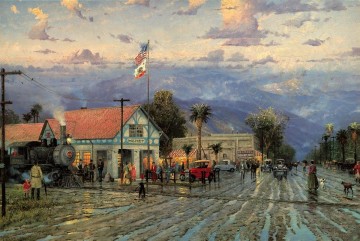  florida oil painting - Hemet 1915 Florida Avenue at Dusk Thomas Kinkade